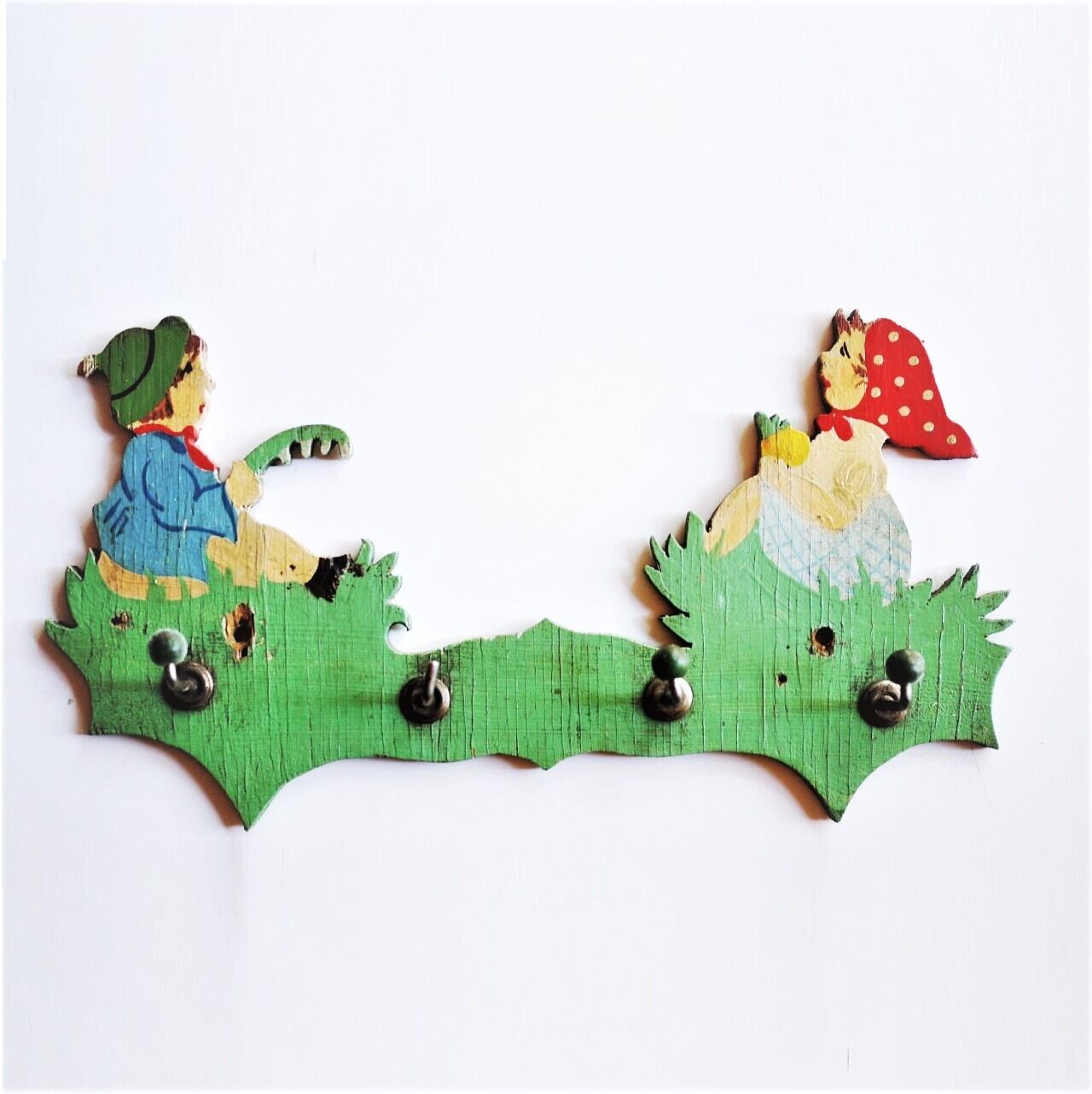 壁かけ板絵キーフック ピクニック Märchen-Holzbild