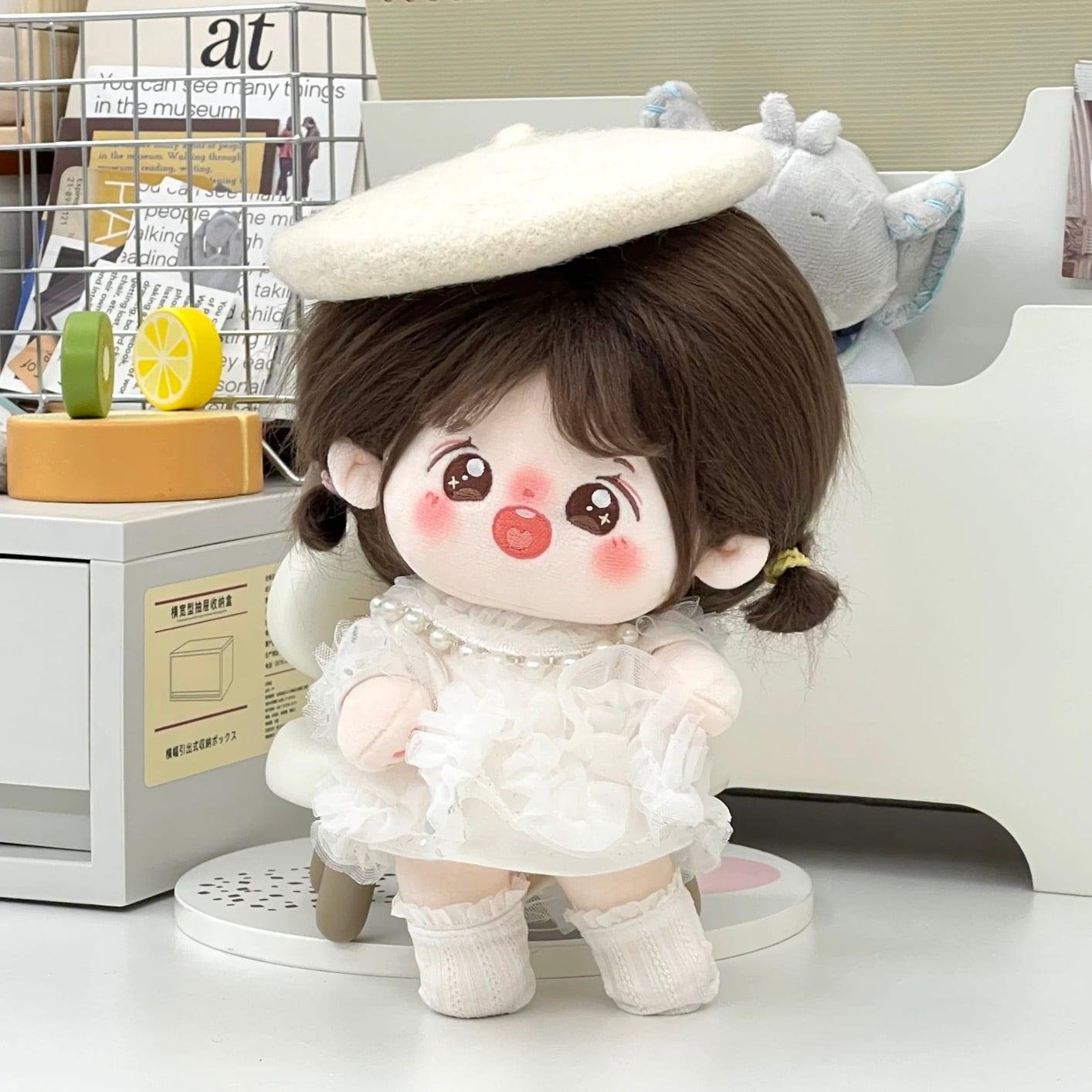 20cmぬい服】ベレー帽ドレスコーデ 着せ替えぬいぐるみ 棉花娃娃