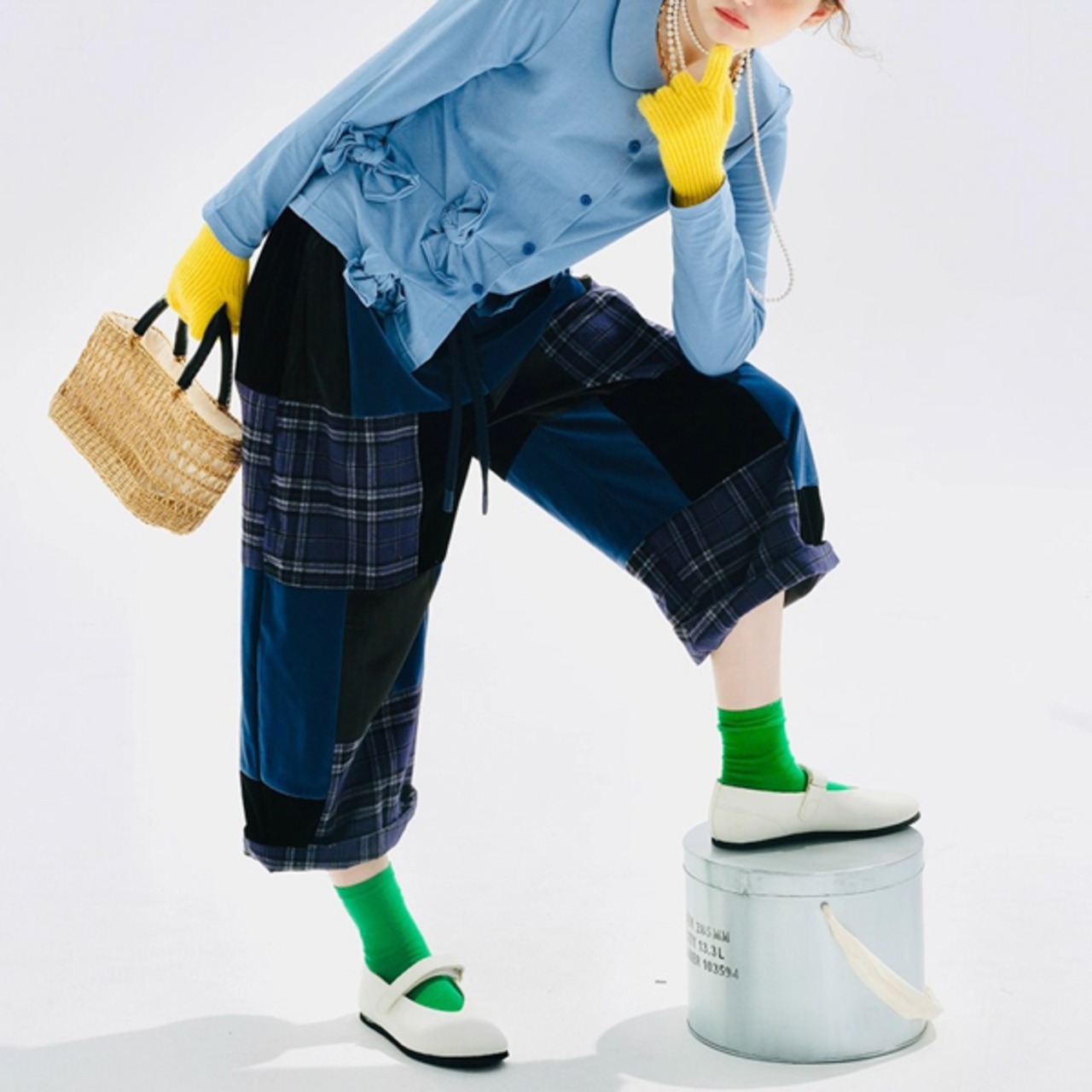 【2color】チェックパッチワーク街歩きパンツ《i0727》