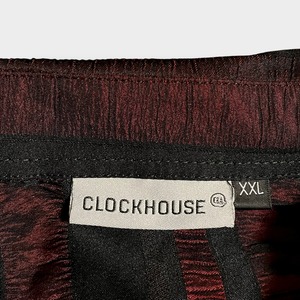 【CLOCKHOUSE】ストライプシャツ ポリシャツ デザインシャツ 柄シャツ 長袖 XXL ビッグサイズ US古着
