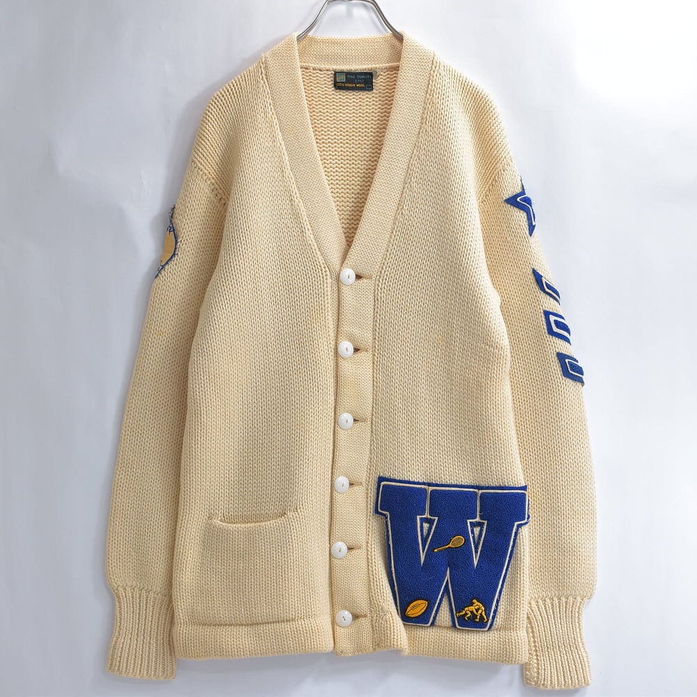 50~60s Alps サガラワッペン刺繍 デザインレタードカーディガン 50~60s Alps サガラワッペン刺繍 デザインレタードカーディガン