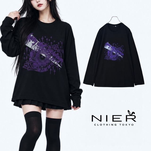 PURPLE ORNAMENT LONG SLEEVE CUTSEW
