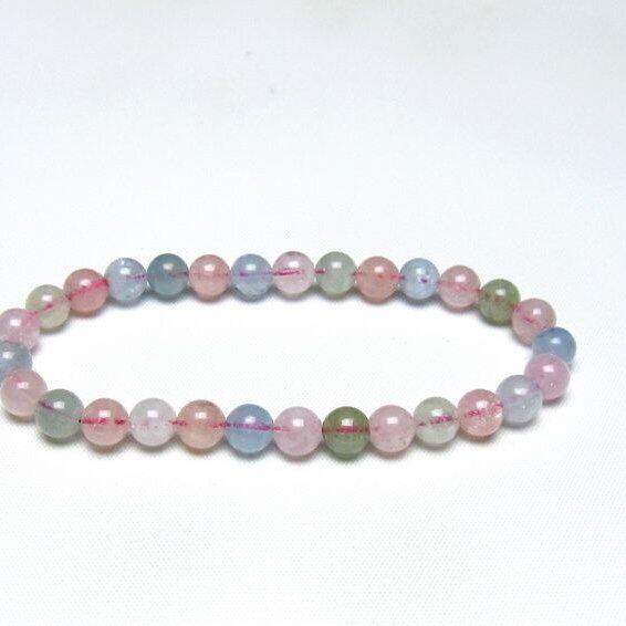 ミックスカラーベリル ブレスレット 6mm 一点物 メール便可 [M便 1/10] 111-48841