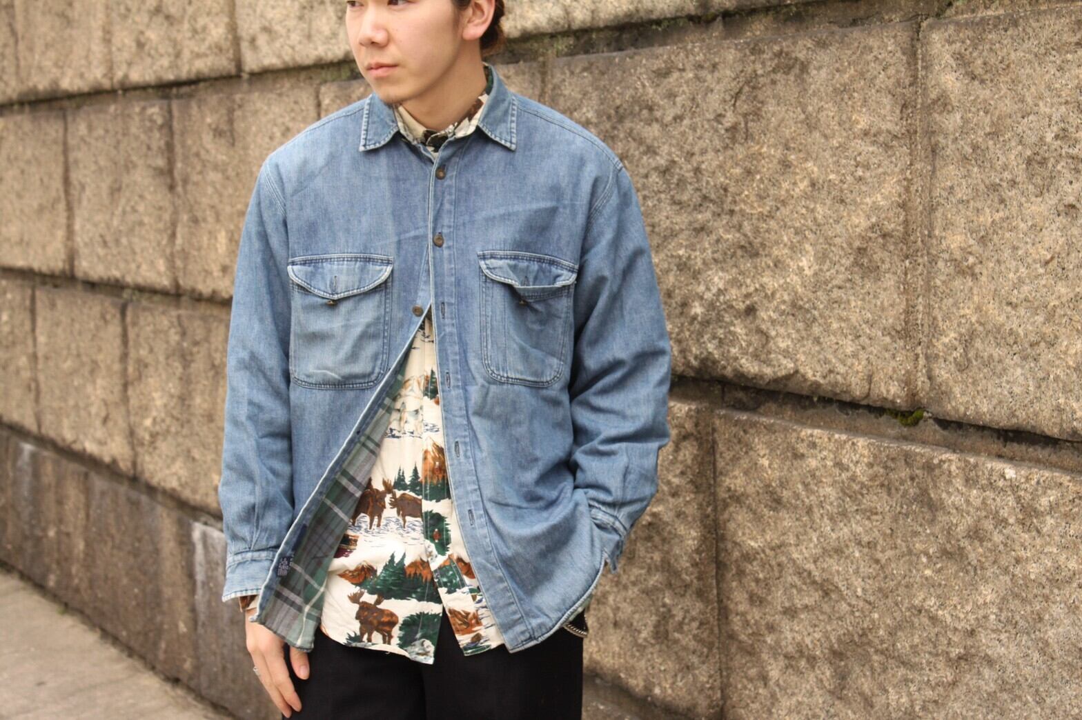 90s nautica Denim Shirt "Flannel Lining"