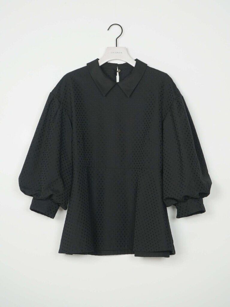 【12/中旬〜下旬入荷次第お届けのご予約】 CHIGNON/シニヨン ドットジャカードペプラムPO 1266-611BZ