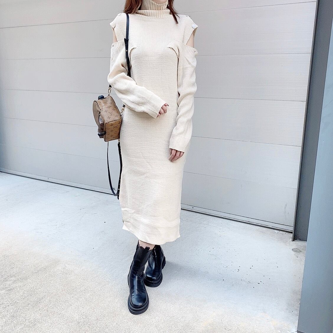 Offshoulder knitOP /ivory (即納商品)