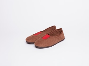 LA CADENA（ラカデナ)　GIMNASIA　SUMMER PILE  (brown×red）スリッポン　シューズ  17cm～20cm