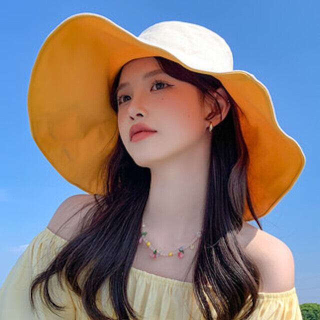 帽子 ツバ広 ハット レディース リバーシブル 女優帽子 UVカット アウトドア 日焼け防止 紫外線 カラバリ豊富 ブラック/イエロー/ベージュ/カーキ 女優帽 こなれ感 お洒落 トレンド