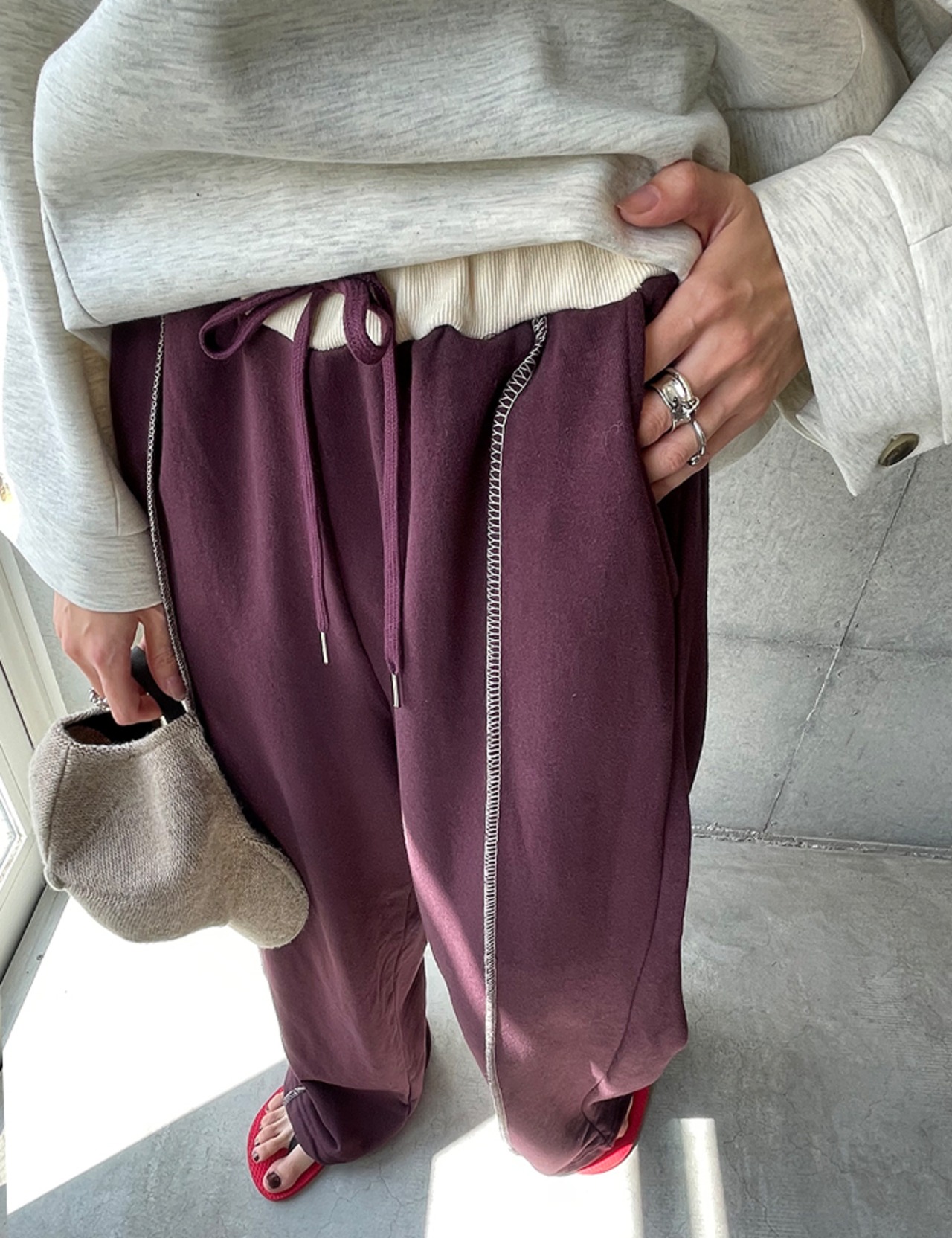 【25aw】Overlock-line loose Pants_3colors