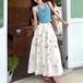 【2点セット】ポイントフラワーノースリーブニット＋マキシフラワースカート ・76391