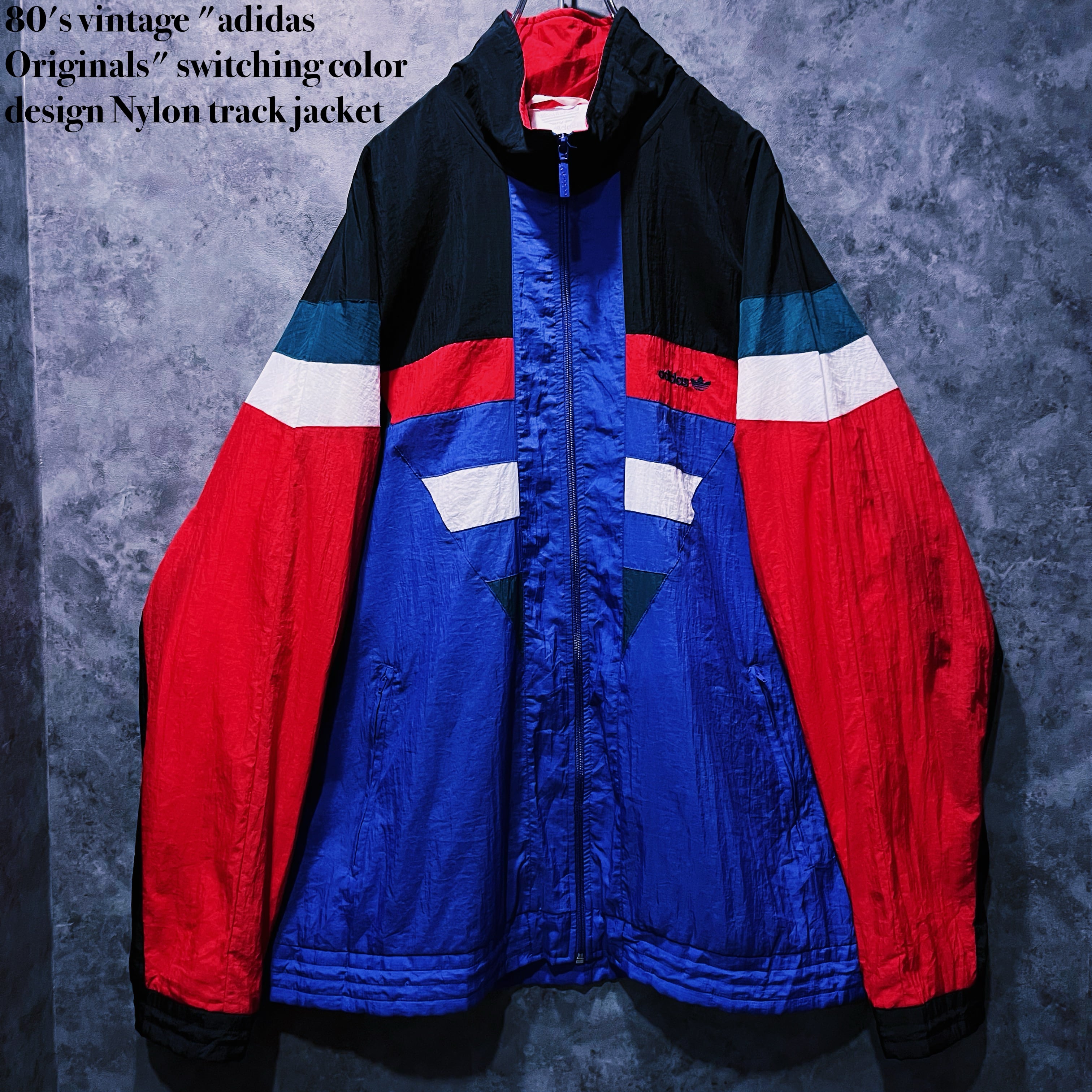 【doppio】80's vintage "adidas Originals" switching color design Nylon track jacket