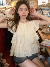 ティアードフリルタックブラウス D1386