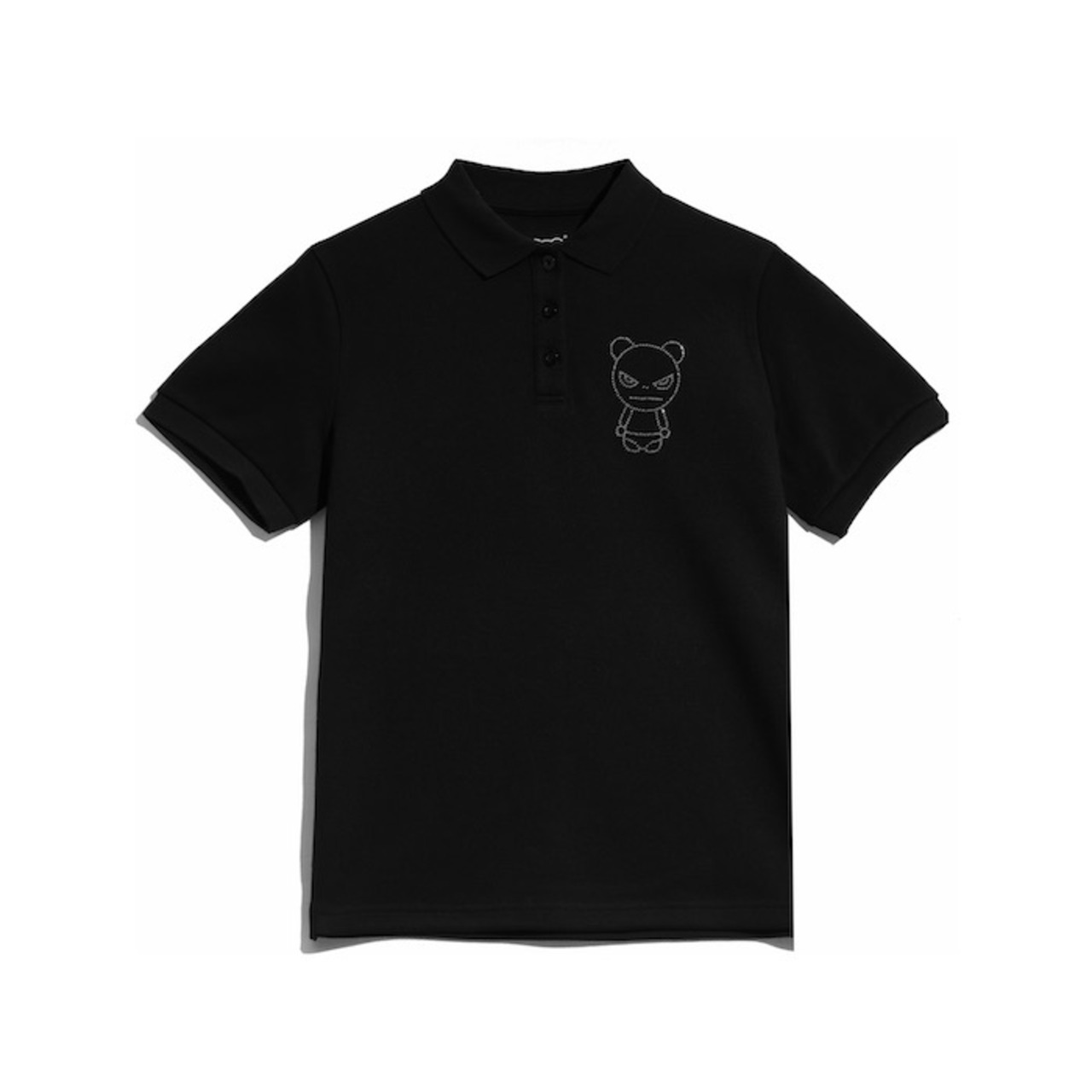 【HIPANDA ハイパンダ】男女兼用 オーロラ ラインストーン ポロシャツ UNISEX AURORA RHINESTONE SHORT SLEEVED POLO SHIRT / BEIGE・BLACK