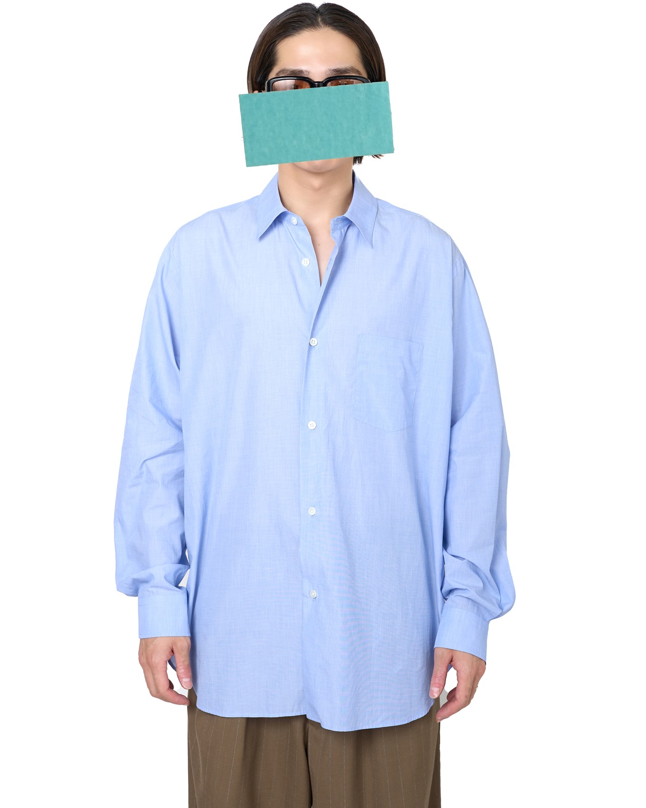 ssstein "SMOOTH COTTON OVERSIZED REGULAR COLLAR SHIRT〔SAX〕"