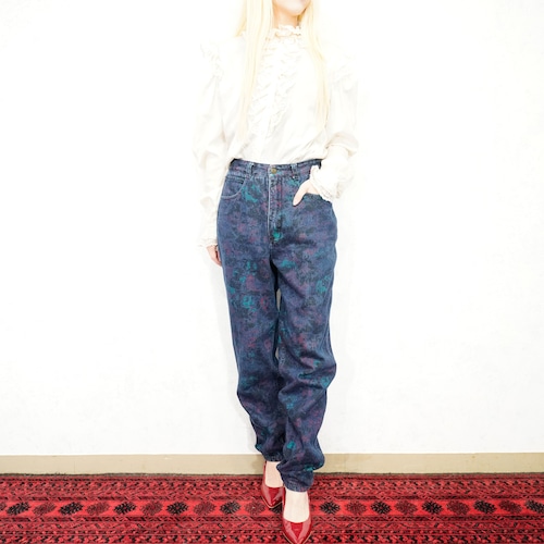 USA VINTAGE Ferant'e FLOWER PATTERNED DENIM PANTS/アメリカ古着花柄デニムパンツ