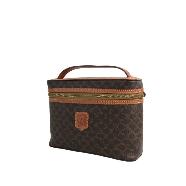 CELINE セリーヌ マカダム ブラゾン バニティバッグ ハンドバッグ ブラウン Vintage mi8ijt