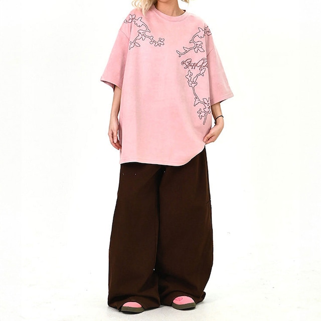 グラフィックアウトラインルーズシルエットTシャツ 2col R01692