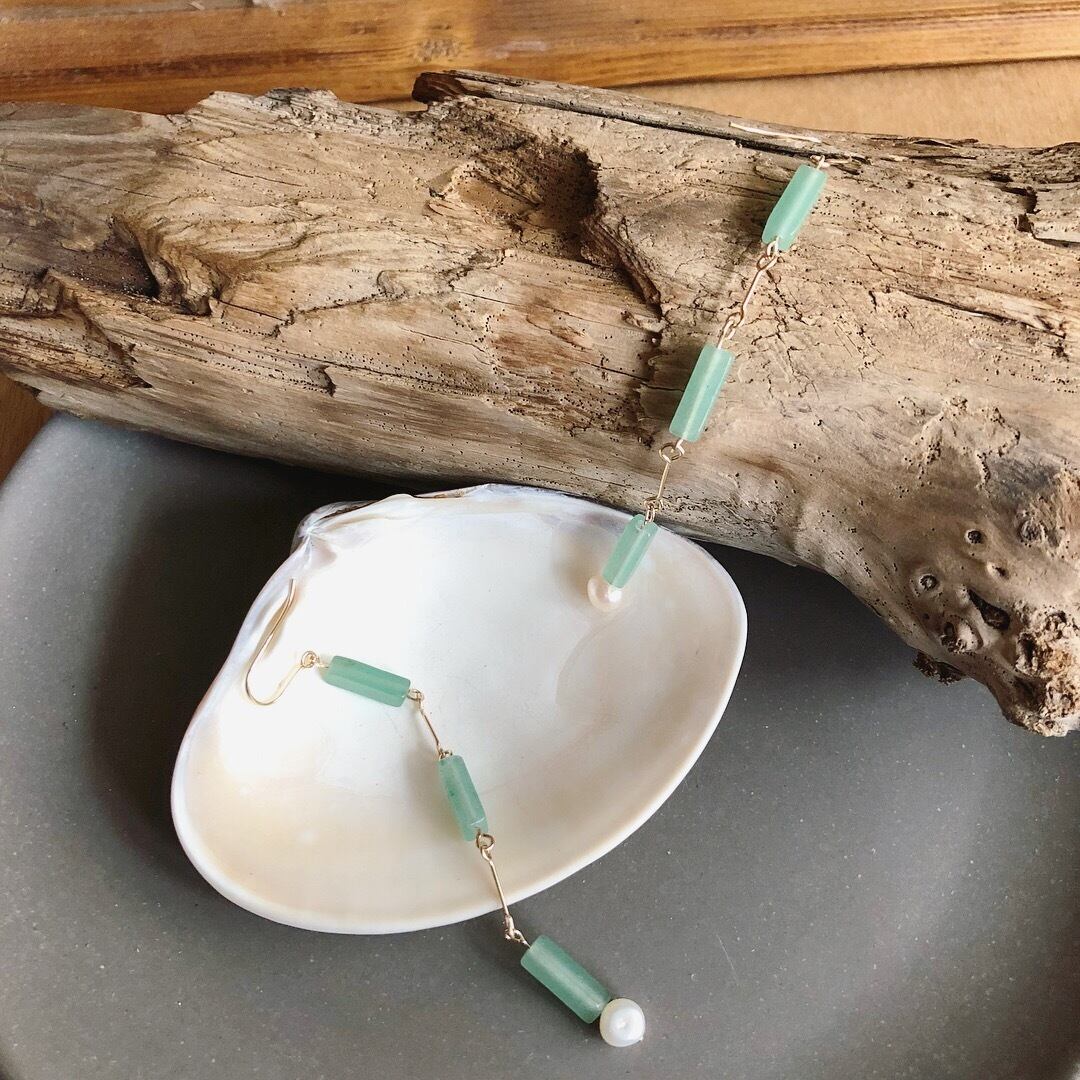 グリーンアベンチュリンのロングピアス