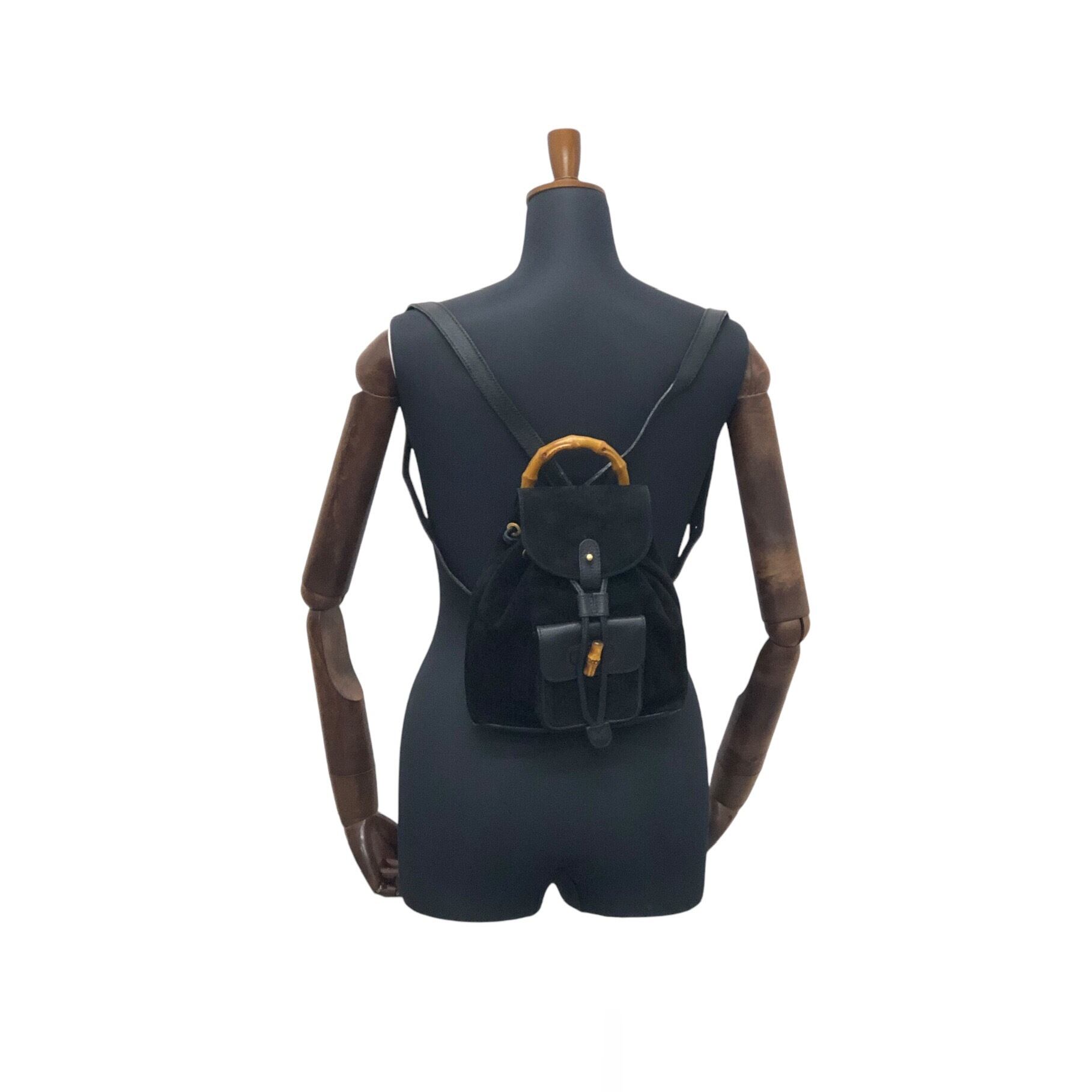GUCCI グッチ バンブー バックパック ブラック スエード GUCCI グッチ バンブー バックパック ブラック スエード