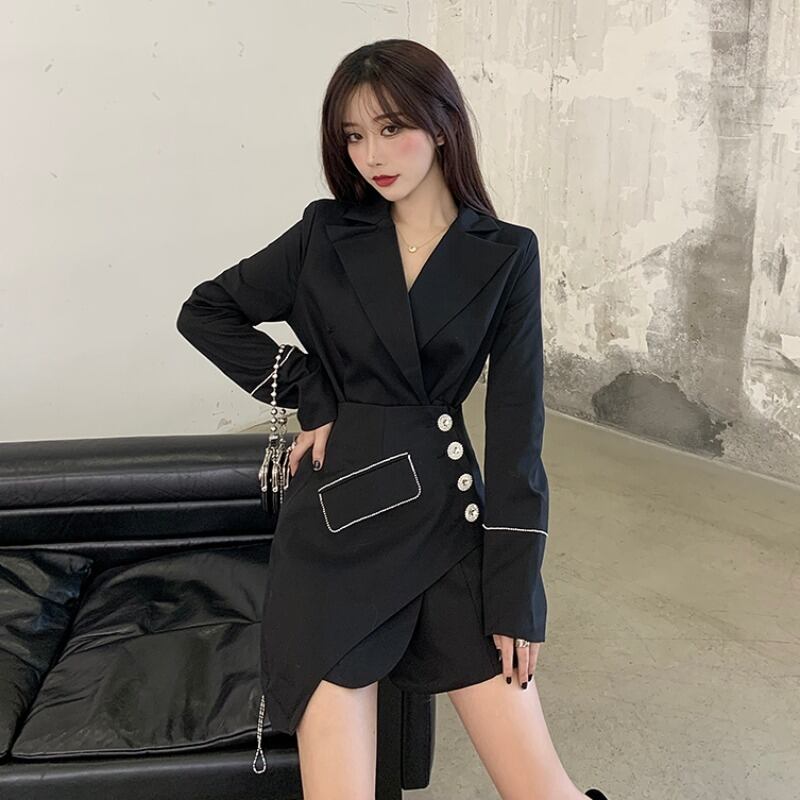 ジャケット コート ハイウェストウェストスカート オータム 秋物 ハンチェンe44625088876