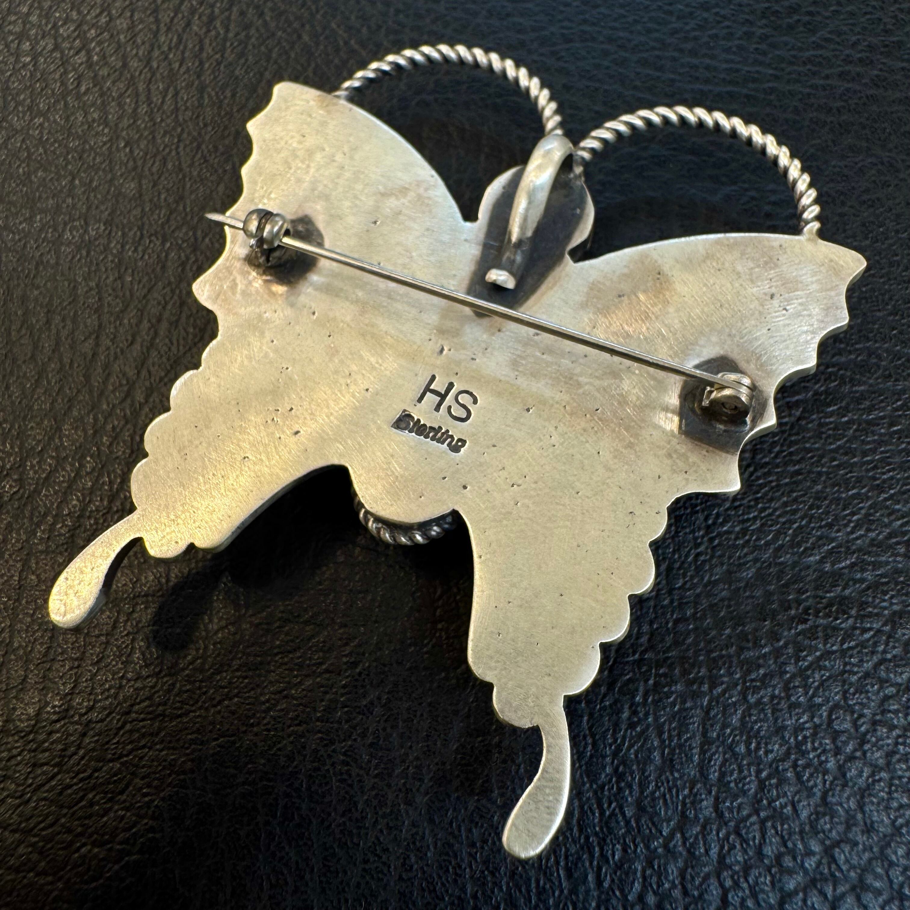 ズニ バタフライ 蝶 silverペンダント×ブローチ2way