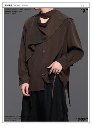 RFDRFD 26AW アシンメトリー ドレープカラー シャツ