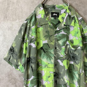 STUSSY botanical aloha rayon shirt size M 配送B　
