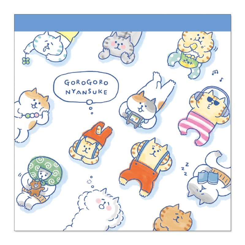 ごろごろにゃんすけ スクエアメモ だらりホワイト | てんくーどう