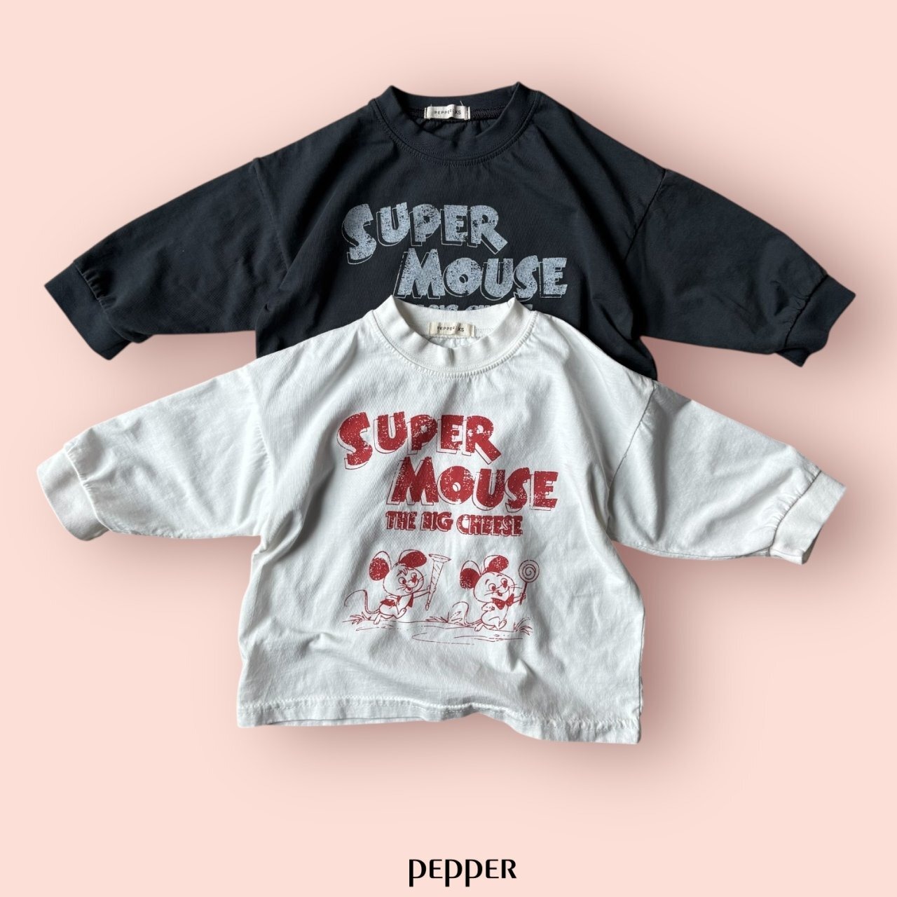 【PEPPER】 スーパーマウスTシャツ／チャコール（80〜120cm） - 11