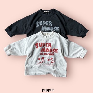 【PEPPER】 スーパーマウスTシャツ／チャコール（80〜120cm）