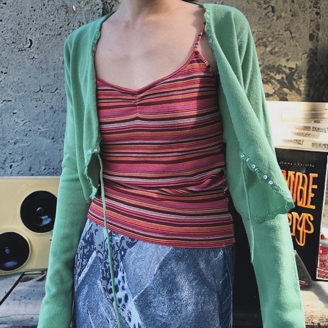 【LADIES】red border camisole