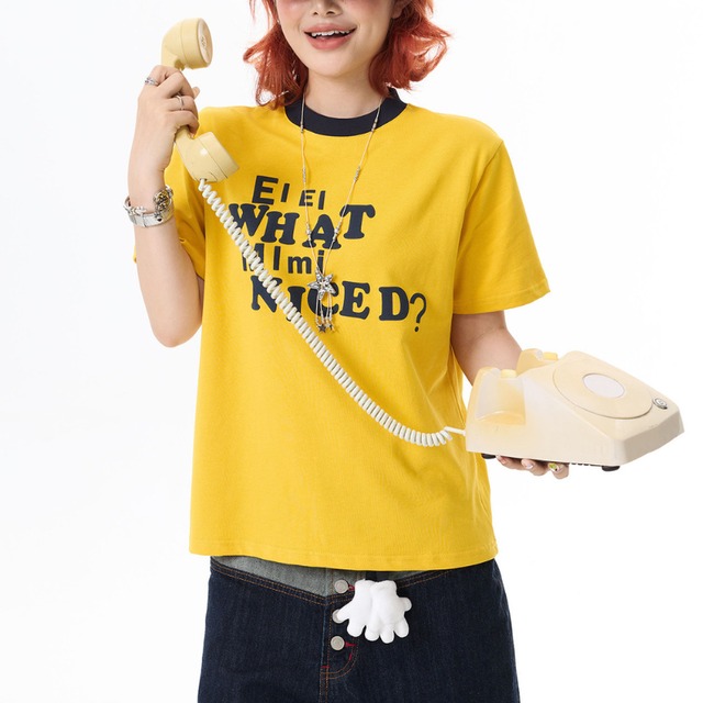 yellow logo ringer short-sleeve tee　イエローロゴリンガー半袖ティー　J1897