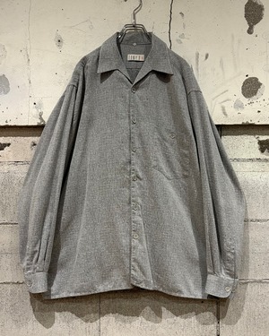 【Caka otto】 Cement Pattern Vintage Loose L/S Open Collar Shirt