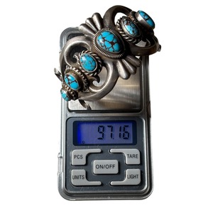 vintage Navajo silver 7 turquoise cast bangle