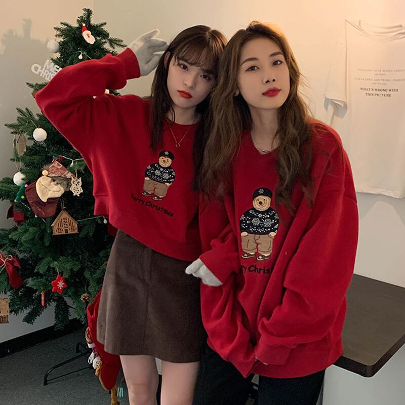 レッドベルベットセーター レディーススプリングオータムルーズスタイルショートコート 春物 秋物 スーパーモール8179029257