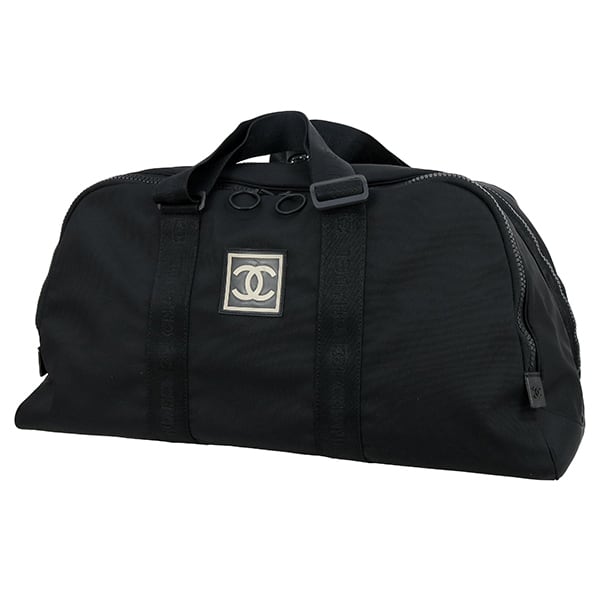Used CHANEL シャネル スポーツライン ボストンバッグ A19976 ナイロン ブラック 大容量 2泊3日 旅行 中古美品