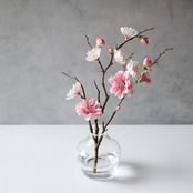 桃 造花 一輪挿し 桃の花 桃の節句 ひな祭り ガラス花瓶 枝もの 水やり不要 玄関 卓上