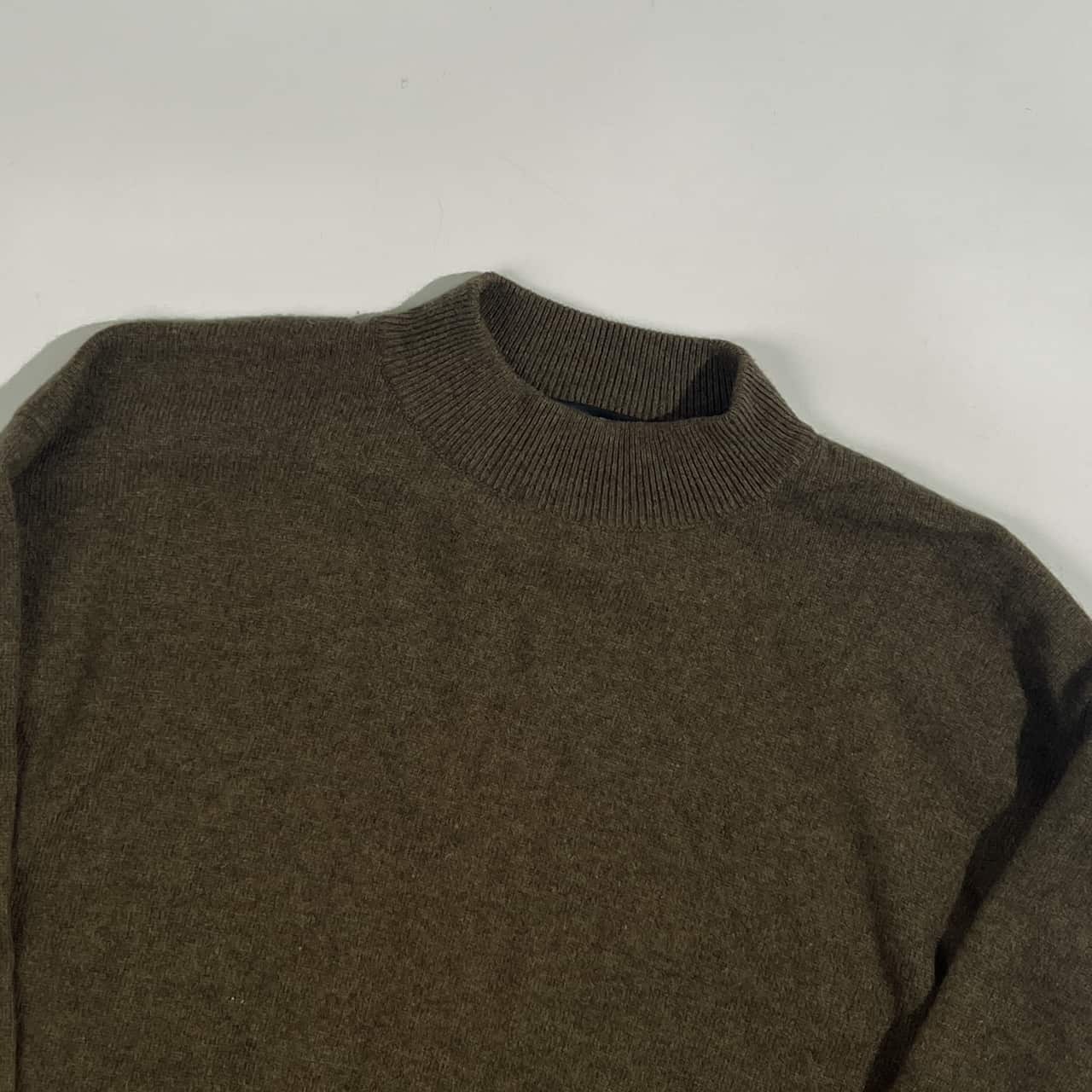 カシミヤ100％ E・V・N イーヴン モックネック ニット セーター M /カーキ系 メンズ