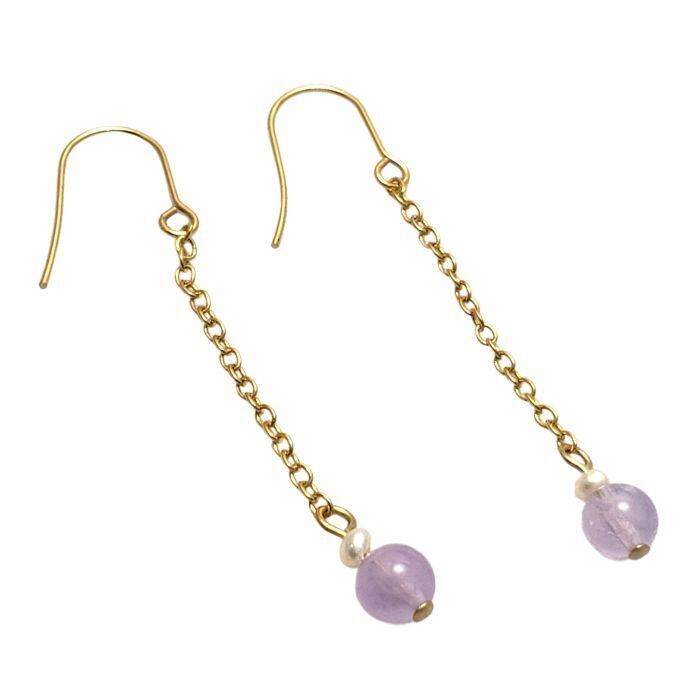 ラベンダーアメジスト パワーストーン ピアス 淡水パール 天然石 癒し 不安解消のお守り スピリチュアル ピアス 金属アレルギー 対応 ギフト イヤリング変更可 送料無料 アクセサリー