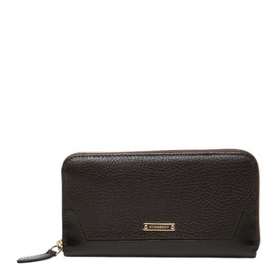 バーバリー ノバチェック ラウンドファスナー 長財布 ブラウン レザー レディース BURBERRY 【中古】