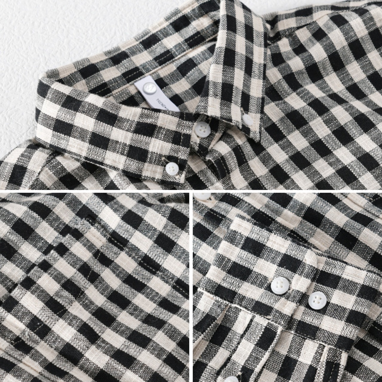【M-3XL】Fine Check Long Sleeve Shirt / ファイン チェック 長袖 シャツ
