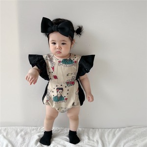 ロンパース 半袖 柄 赤ちゃん ベビー服 フリル 春 夏 秋 アメカジ カジュアル POP 子供服 子供 キッズ 韓国 韓国子供服 女の子 女児 男の子 男児 ユニセックス 男女兼用 人気 おすすめ かわいい 可愛い おしゃれ オシャレ プレゼント 贈り物 ギフト 誕生日 バースデー お出かけ 旅行 66 73 80 90 0歳 1歳 2歳