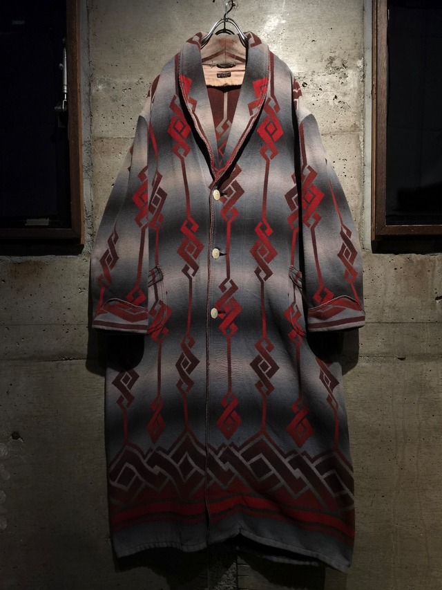 【Caka】40’s ”Beacon” Beautiful Gradation × Mysterious Design Vintage Loose Blanket Coat