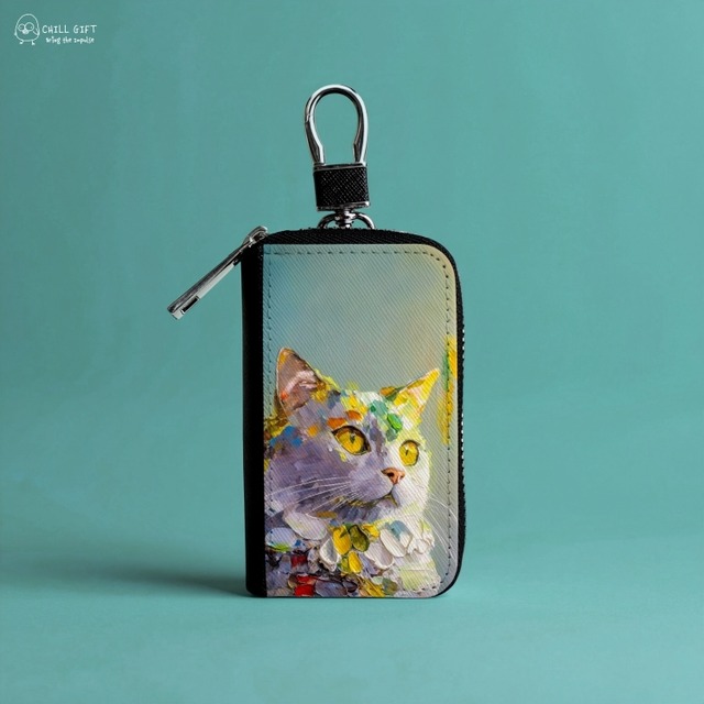 手のひらの中の絵画展~凛々しい猫さん~　スマートキーケース　キーカバー　キーホルダー　プチギフト