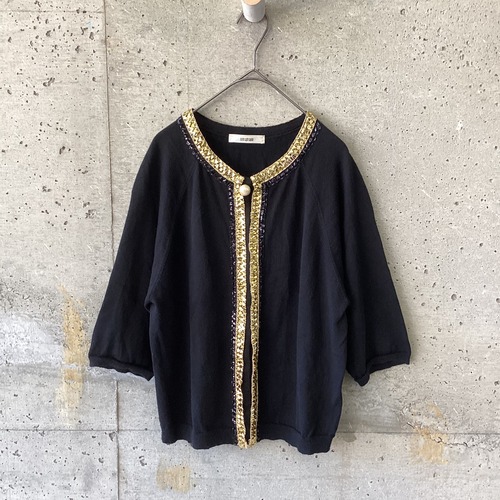 petite robe noire Knit cardigan with beading
