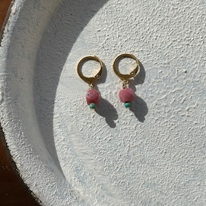 NC26036【サージカルステンレス:ゴールド】チューライト×ターコイズ ピアス