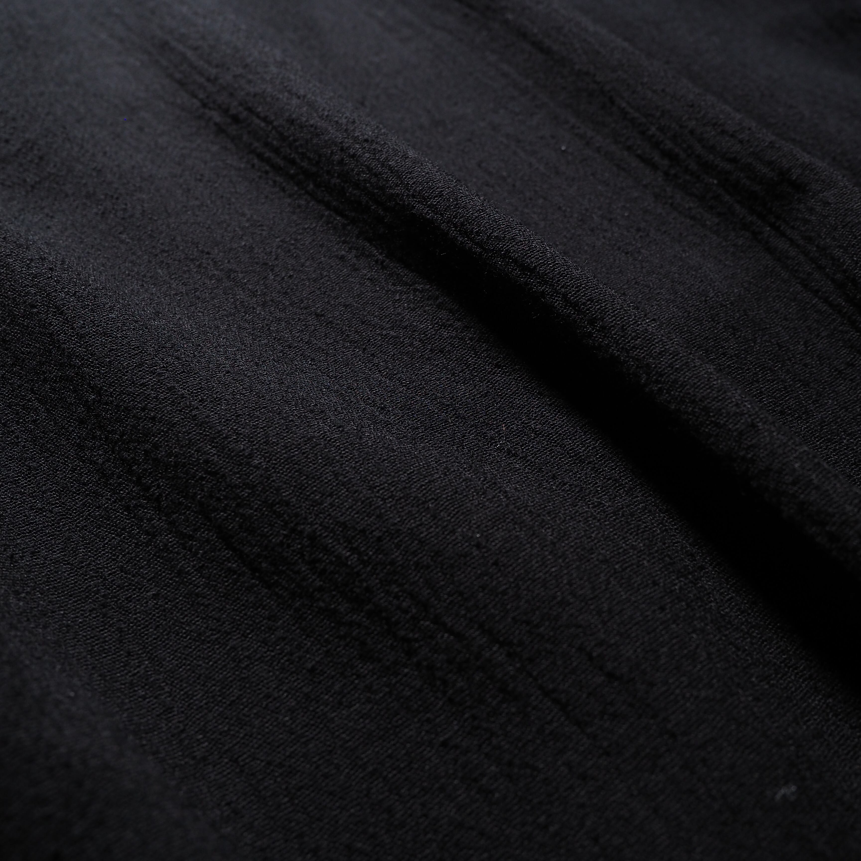 1990s Black mode pleats × Flower embroidery vintage SS open collar shirt (made in Usa)