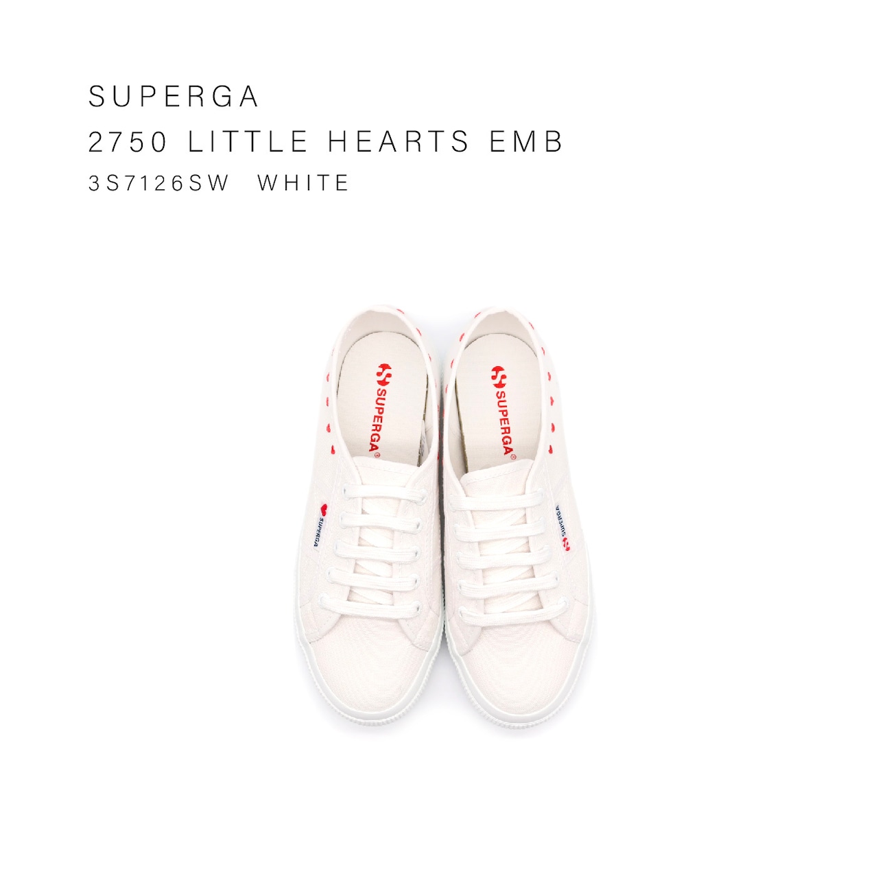 SUPERGA 2750 LITTLE HEART EMB 3S7126SW WHT-RED