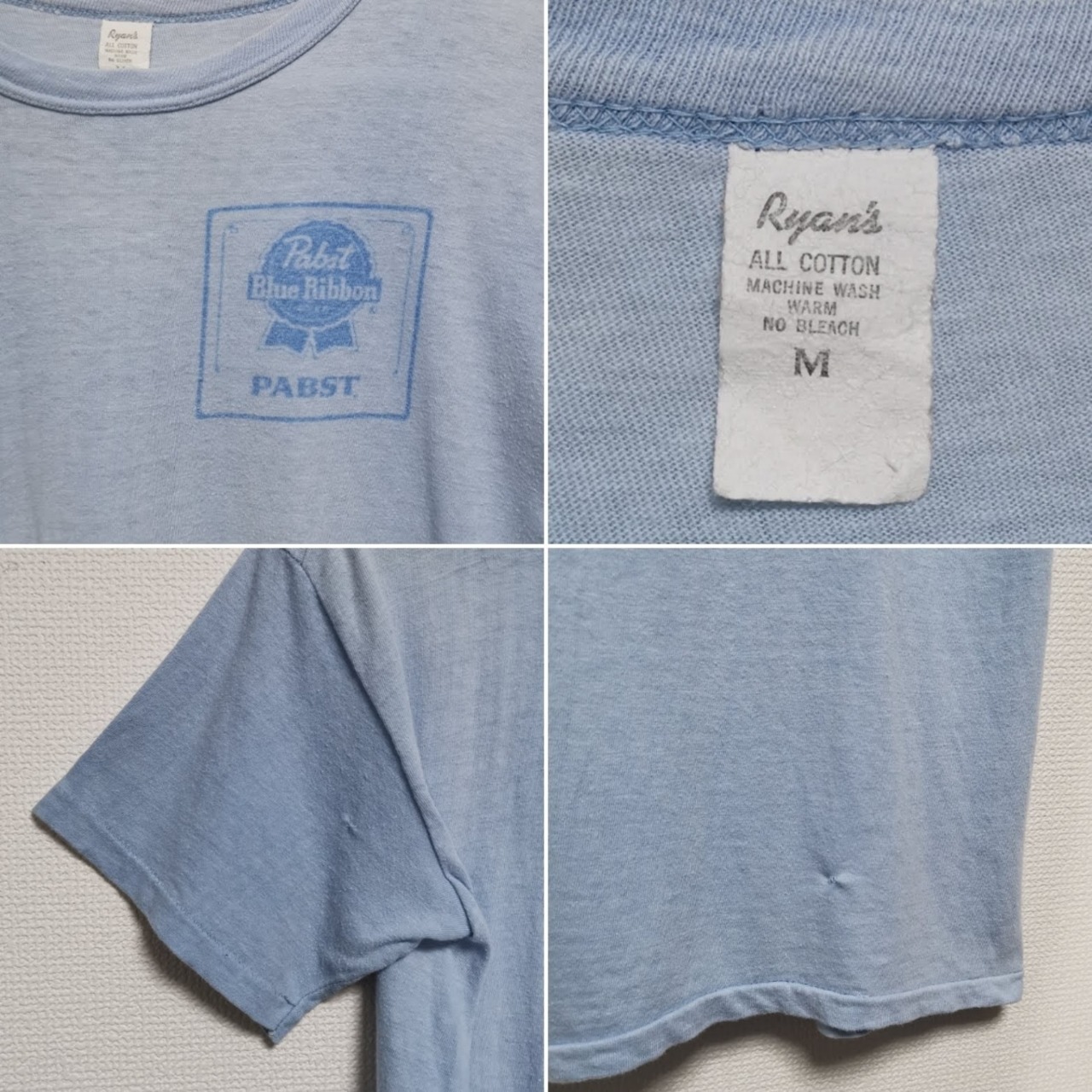 送料無料 M 70s パブスト PABST BEER 染み込み Tシャツ USA製 