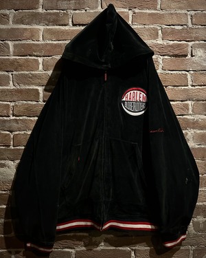 【Caka act3】“PLATINUM FUBU”“HARLEM” Loose Velour Zip Up Hoodie